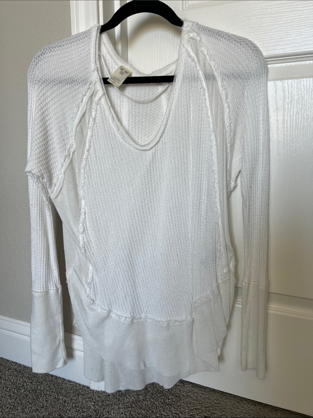 We The Free White Waffle-Knit Long Sleeve Tunic